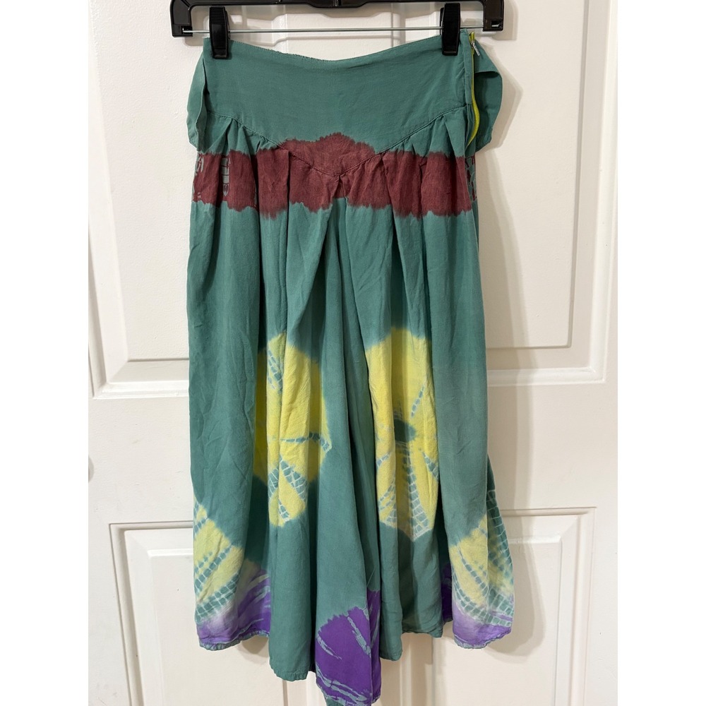 Merchant | Tie Dye Boho Wide Leg Culotte Pants Size 5 || Teal Multi|